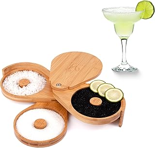 Margarita Salz-Rimmer Set, Bambus Salzstreuer für Cocktails mit 6 Säften Schwämmen und 4 Anti-…