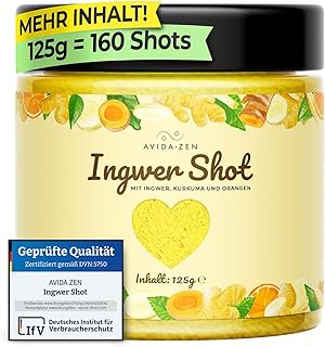 AVIDA ZEN Ingwer Shot, für bis zu 160 fruchtig scharfe Ingwer Kurkuma Shot, 125g Ginger Shot, In…