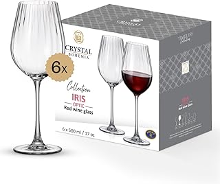 Crystal Bohemia Rotweingläser – Tulpenkelch – 6er Set, je 500 ml, spülmaschinenfest, langlebig,…
