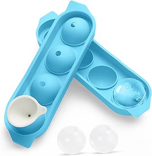 Eiswürfelform Silikon, 4x Eiswürfel Rund Eiswürfelbehälter mit Deckel, Eiswürfelform Rund, B…