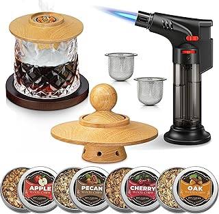Whisky Räucher Set komplett mit Brenner und Holz-4 Geschmacksrichtungen, Cocktail Räucher Set m…