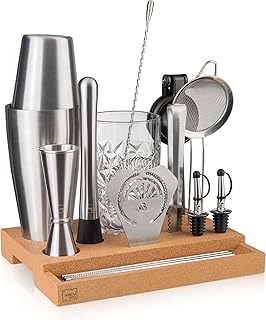 Vacu Vin Cocktail Set – Master 16-teiliges Barkeeper Kit – Bar in einer Box mit Shaker, Messer, M…