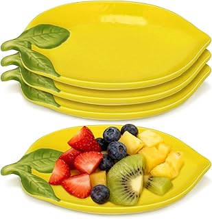 DOITOOL Zitronenteller Keramik 4Er Set Zitronenförmige Schüsseln Als Salatschüssel Und Dessert…