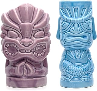 CKB LTD Tiki Keramikbecher-Set, farbige Gläser, Tassen, groß, hoch, Cocktailgläser, ideal für…