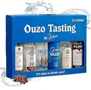 Jassas Ouzo Tasting Set 6x200ml Variante 1 – Probierset mit 6 Sorten – feinste Spirituosen in pra…