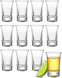 Praknu 12 Schnapsgläser aus Glas 4cl – Spülmaschinenfest – Standfest dank dickem Boden – Shotgl…