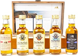 The Wine Guys Pràban na Linne Whisky Probier- & Geschenkset – 5 x 50 ml Miniaturen in Holzkist…