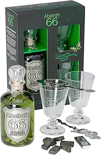 Starter-Set Absinth 66 | 500ml | 66% Vol. | inkl. 2 Gläser + 2 Absinthlöffel + Zucker + Streich…