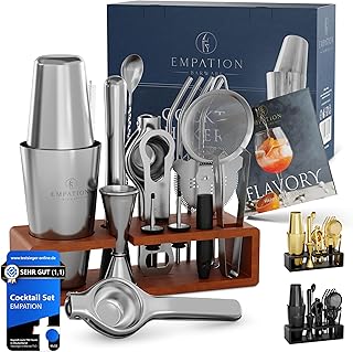 EMPATION Cocktail Set [TESTSIEGER] 825ml Boston Cocktail Shaker aus Edelstahl, leicht zu öffnen …