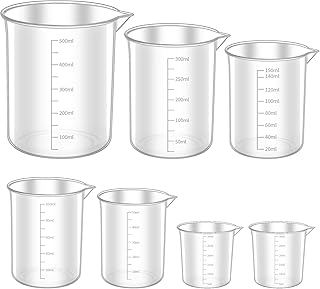 7 Stück Messbecher Set, ML Messbecher 30ml 50ml 100ml 150ml 250ml 500ml, Meßbecher, Präzisions…