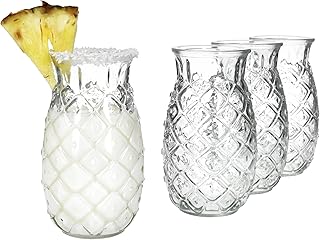 MamboCat 4er Set Pina Ananas Gläser I 400ml, Höhe 14,8cm I für 4 Personen I klares Cocktailgla…