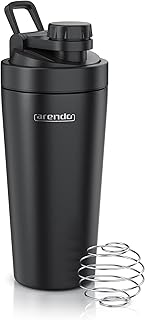 Arendo – Eiweiß Shaker Edelstahl 750ml, Protein Shaker mit Mixkugel, BPA frei, Mixbecher, Metall…
