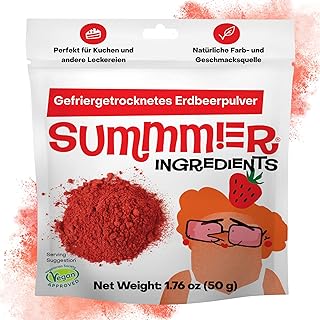 Summmer Gefriergetrocknetes Erdbeerpulver (50g) Ohne Zuckerzusatz, Rein – 100% Natürliche Gefrie…