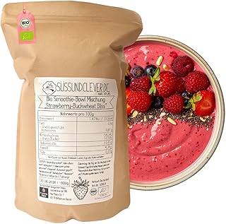 süssundclever.de® Bio Smoothie Bowl Fertigmischung | 500g | „Strawberry-Buckwheat Bliss“ | vega…