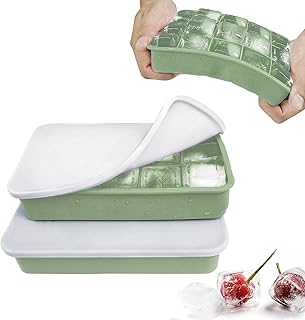 Silikon Eiswürfelform mit Deckel, 2er Set 30 Eiswürfel (15-Fach pro Form) – 3x3x3 cm Quadratisc…
