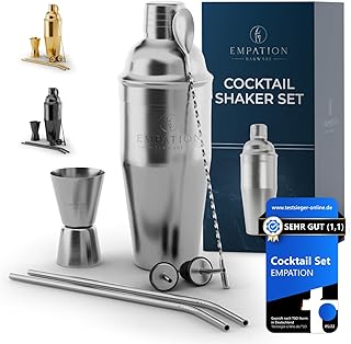 EMPATION Cocktail Shaker, 7-teiliges Cocktail Set – 700 ml Cobbler Shaker aus Edelstahl, minimali…