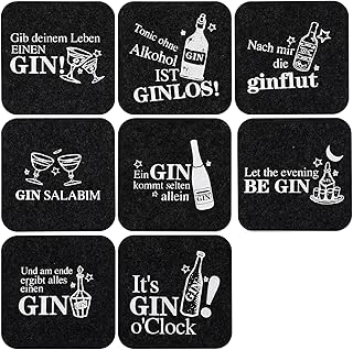 XIAONIU Untersetzer Gin 8 Stück Mit Sprüchen, Glasuntersetzer Filz für Ginfans Ginliebhaber un…