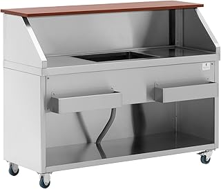 Royal Catering Cocktailbar mit Eisbehälter Flaschenhalter Becken mit Ablauf und 150 cm Anrichte …