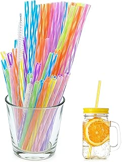 60 Stück Strohhalme Plastik, 2 Größen Farbige Wiederverwendbare Strohhalme mit 2 Strohhalmbür…