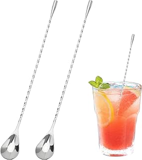 2 Stück Barlöffel,Lange Löffel,Cocktail Löffel Lang,Cocktail Löffel,Eiskaffee Löffel Lang,L…