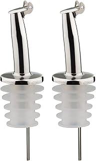 Westmark 2 Spirituosen-/Öl-Ausgießer für Flaschen, mit Kläppchen, mit Luftröhrchen, Metall/r…