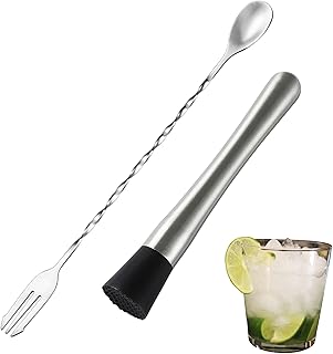 Cocktail Stößel Bringen Sie Einen Barlöffel mit,Edelstahl Cocktail Stampfer,Muddler Stössel,C…