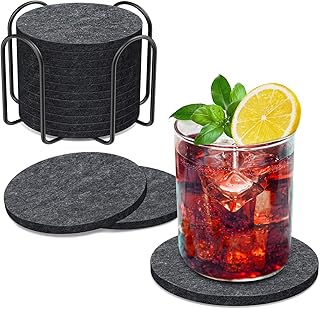 BOENFU Untersetzer Gläser Filz Untersetzer Rund 12er Set 10cm Bierdeckel Glasuntersetzer mit Hal…