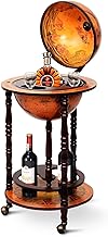 COSTWAY Globus Bar, Globusbar aus Eukalyptus, Weltkugel Barwagen mit Rollen, Retro Hausbar Miniba…