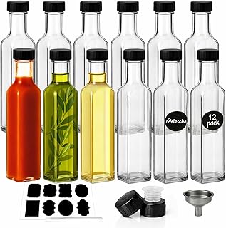 WERTIOO Ölflasche 8.5oz/250ml, 12 Stück Olivenöl Flasche, Soßenflasche Glas, Essig und Ölfla…