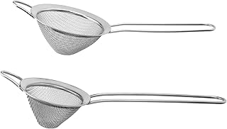 2 Stück Edelstahl Kegelförmiges Cocktailsieb, Fine Mesh Strainer Cocktail 7cm und 8,5cm, Bar Si…