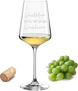 Weinglas 560 ml DEINE WUNSCHNAMEN oder TEXT mit Herzranke & Wunschname – Leonardo Puccini Glas …