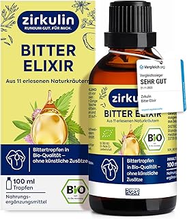 Zirkulin Bitter-Elixir – Bio Bittertropfen 100ml – Bitterstoffe aus 11 erlesenen Kräutern 4-8:…
