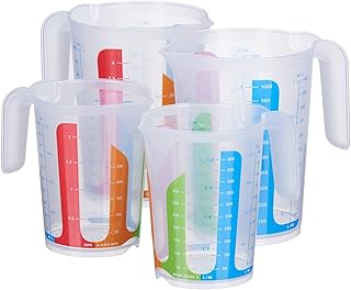MiraHome 4er Set bunt – 2 Messbecher mit 1L & 2 mit 500ml – bruchsichere Kunststoff-Messbeche…