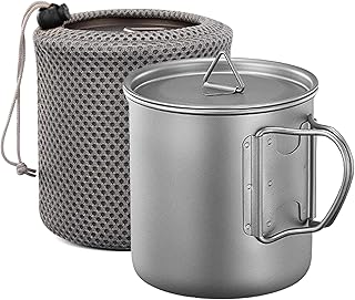 600ml Titan Becher Camping Topf Ultraleicht Rein Titan Mit Aufbewahrungstasche Für Outdoor Wande…