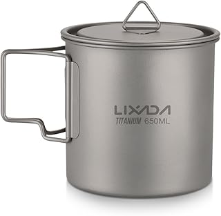 Lixada Ultralight Titanium Pot Wasserbecher, tragbar, Titanium, Tasse mit Deckel und Griff, faltb…