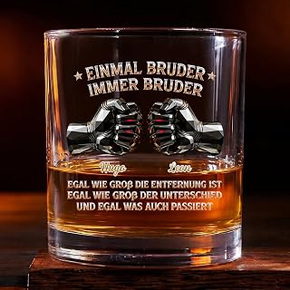 Personalisiertes Whiskyglas Freunde – Einmal Bruder Immer Bruder – whiskyglas mit gravur, whiskey…