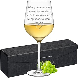 Weißweinglas mit Gravur, 440 ml, personalisiertes Weinglas mit Wunschtext, Geschenk für Weinlie…