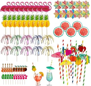 Cocktail Deko 90 Stück Cocktail Schirmchen Feuerwerk Sticks Cocktail Deko Strohhalme Rührer Sti…