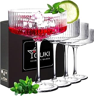 YOUKI Cocktailgläser, Vintage-Coupé-Gläser-Set, Champagner, Cocktail, Martini, Weingläser, la…