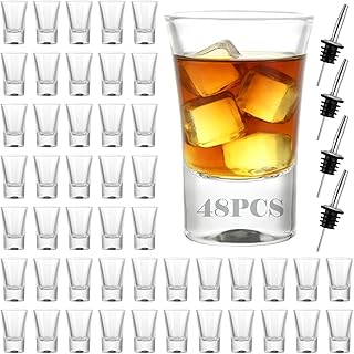 48 Stück Schnapsgläser Set mit 4 Ausgießern, 20ml Shot Gläser aus Glas für Partys, Gastronom…