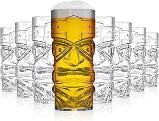 Okllen Tiki-Becher aus Kunststoff, 470 ml, transparent, für moderne Bars, Hawaii-Partys, Luau-Pa…