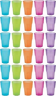 Cocktail Becher plastik 30 x 350 ml – mehrweg Plastikbecher bunt – Partybecher hartplastik – Trin…