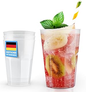 30 Cocktailbecher 0,3 L | Bruchsichere Plastikbecher Transparent | Spülmaschinenfest & Flexibler…