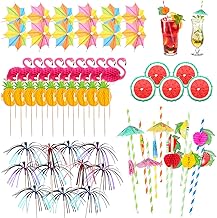 80 Stück Cocktail Deko, Wiederverwendbar | Cocktail Schirmchen, Feuerwerk, Rührer Sticks, Papie…