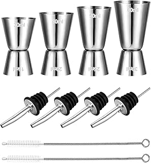 4 Stück Cocktail Messbecher, Edelstahl Barmaß 3cl/4cl/5cl/6cl, Dual Gin Messbecher mit 4 Flasch…