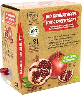 Bio Granatapfelsaft, 3 Liter, naturtrüb – 100% Bio Granatapfel Direktsaft aus 40 Granatäpfeln…