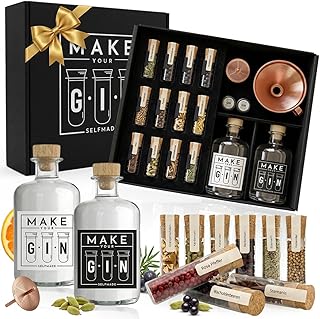 Make Your Gin Geschenkset Geschenkbox Gin zum Selbermachen – 14 Hochwertige Botanicals + Bar Tric…