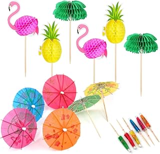 70 Stücke Cocktail Dekoration Drink Dekoration Spieße 3D Flamingo Ananas Papier Palme Geeignet …