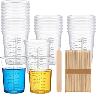 50er Mischbecher Epoxidharz 600ml inkl. 50 Rührstäbe, Messbecher mit Skalierung & Mischverhält…