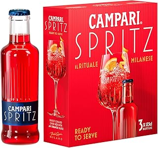 Campari Spritz servierfertig, 3 × 0,175 l – Fertig gemixter italienischer Aperitif Klassiker…